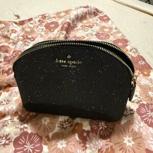 Kate Spade Black Glitter Cosmetic Bag